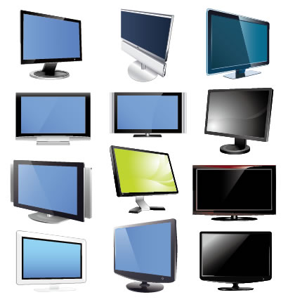 薄型テレビ,パソコン液晶モニター,パソコン液晶ディスプレイ ベクターイラスト素材