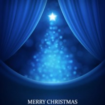 カーテン,幕,緞帳,光のクリスマスツリー背景 ベクターイラスト素材