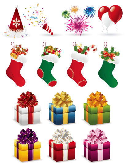クリスマスプレゼント 靴下 パーティーのイラストai Eps ベクタークラブ イラストレーター素材が無料