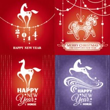 馬,午年,クリスマスカード,年賀状背景 ベクターイラスト素材