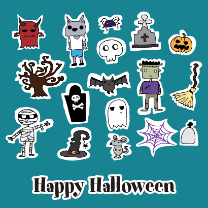 ハロウィンキャラクター/手描き風のイラストai/eps | ベクタークラブ＜イラストレーター素材が無料＞