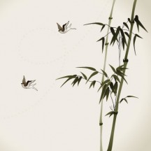 竹,鳥,水墨画,背景イメージ ベクターイラスト素材