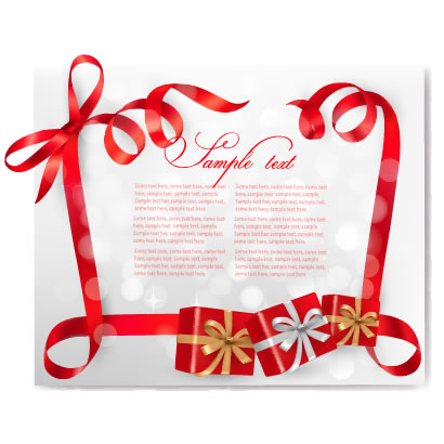 赤いリボンフレーム,プレゼント,クリスマス背景 ベクターイラスト素材