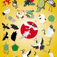 鶴,つる,ツル,亀,かめ,カメ,お正月,年賀状,縁起物 ベクターイラスト素材