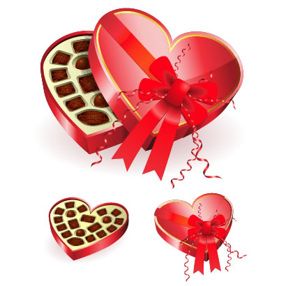 バレンタインデー,バレンタインチョコレート,リボン,ハートマーク型箱 ベクターイラスト素材