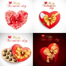 バレンタインデー,バレンタインチョコレート,リボン,ハートマーク型箱,バラの花 ベクターイラスト素材