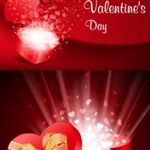 バレンタインデー,バレンタインチョコレート箱,ハートマーク型箱,リボン,カード背景イメージ ベクターイラスト素材