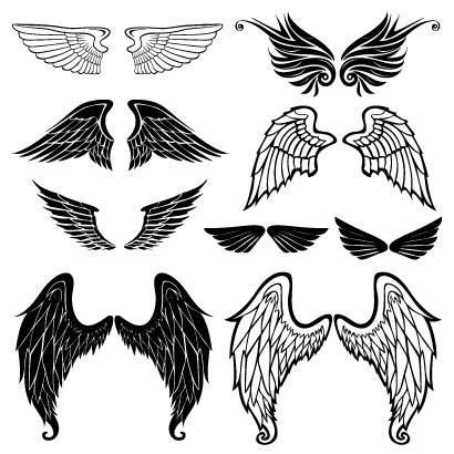鳥の翼,天使の羽根,ロゴマーク,紋章,シルエット ベクターイラスト素材