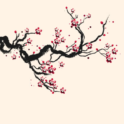 桜の枝,手描き風 ベクターイラスト素材